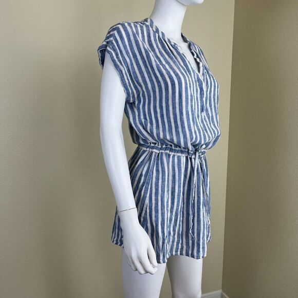 Rails Women's Size XS Blue Emma Mykonos Stripe Linen Mini Dress Cover Up Resort - Picture 12 of 17